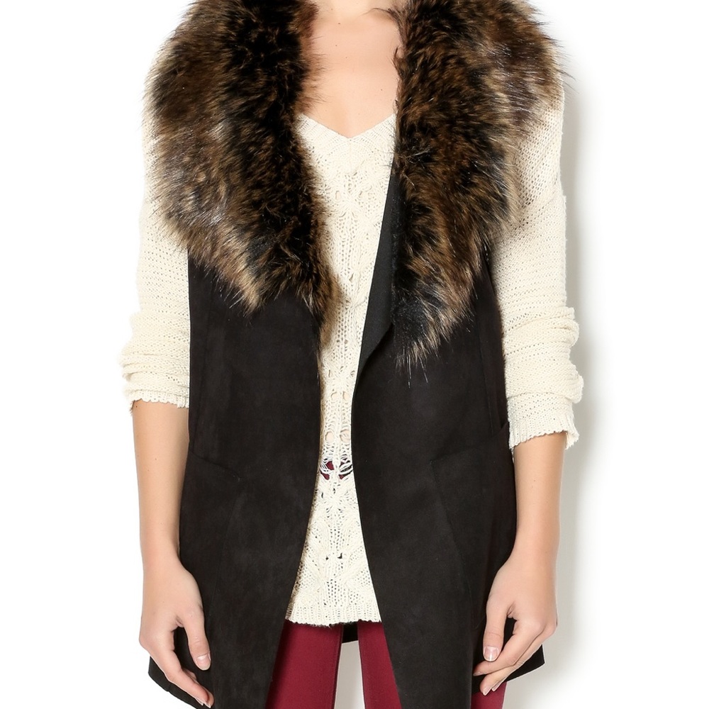 S-Twelve Faux Fur Collared Vest